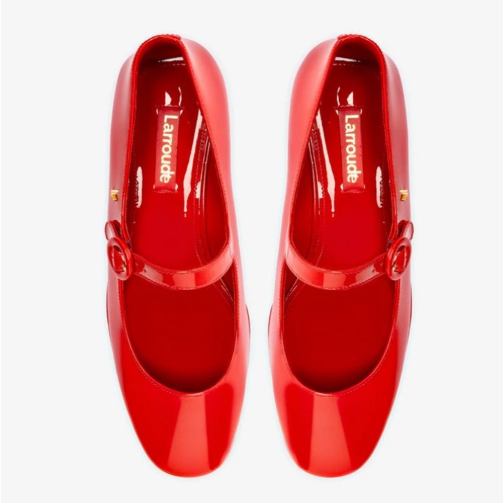 Larroude Glossy Red Mary Janes